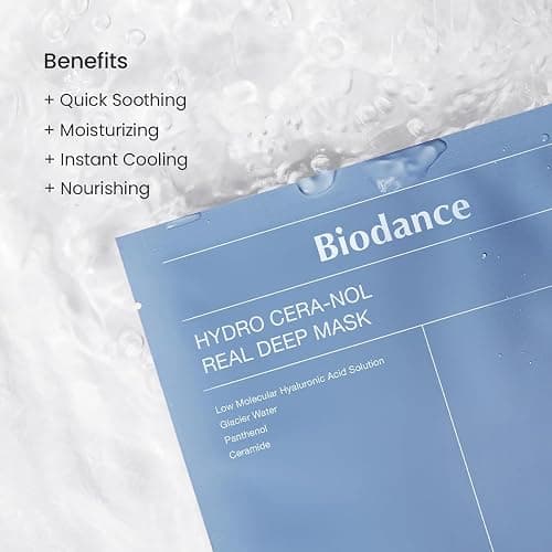 BIODANCE Hydro Cera-nol Real Deep Mask, Overnight Hydrogel Mask, Hydrating Facial Mask For Sensitive Skin, Redness Reducing & Quick Soothing Effect, Korean Skincare, Stocking Stuffers |1.19oz(34g)x4ea thumbnail 4