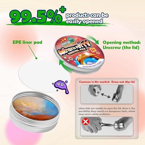 WATERELF Play Putty Slime - Stocking Stuffers for Kids, Fidget Sensory Artistic Therapy Putty Toys for Boys Girls Adults, Stress Relief Non-Sticky, Gold/Blue/Orange/White thumbnail 5