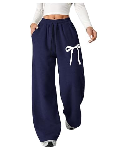 Verdusa Girl's Bowknot Baggy Sweatpants Lightweight Straight Leg Athletic Pants with Pockets thumbnail 6