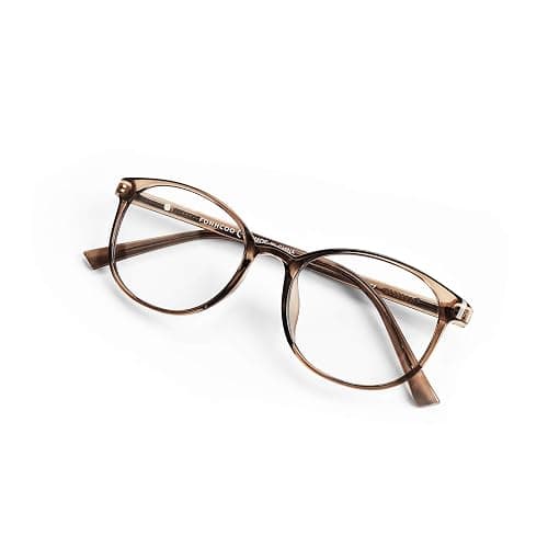 FONHCOO Blue Light Blocking Glasses Women Men Computer Eyeglasses,TR90 Fashion Round Transparent Anti Blue Light Glasses with Anti Eyestrain & UV Glare for Gaming & Reading (Coffee) - Image 1