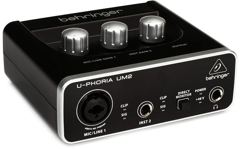 Behringer U-PHORIA UM2 Audiophile 2x2 USB Audio Interface with XENYX Mic Preamplifier | for Recording Microphones and Instruments - Image 1