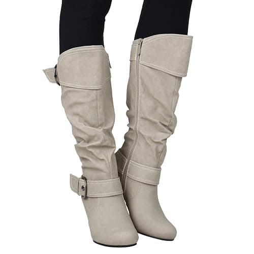SCARPE VITA Damen Schnürstiefel Plateau Stiefel Retro Leder-Optik 157002 Creme Schnallen 38 thumbnail 6