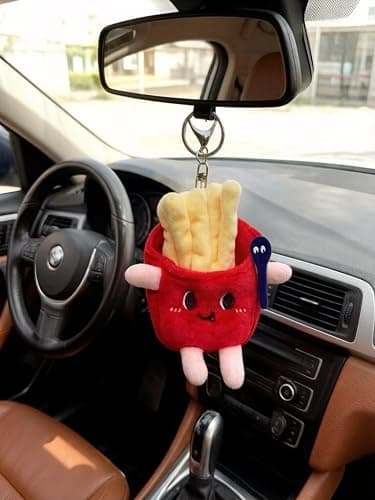 FRCYQI 3 Pieces Cute Food Plush Car Keychains Set, Birthday Gifts | Fried Chicken Burger French Fries Design, Soft Stuffed Doll Bag Charm with Keyring for Friends thumbnail 6