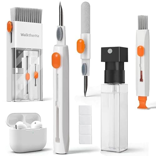 20-in-1 for AirPod Cleaner Kit Pro 4 3 2 1 - Multifunction Cleaning Tool for Headphones Earbuds Phone Laptop Keyboard Screen - Metal Tip, Soft Brush, Flocking Sponge, 15ml Spray, Cloth, Putty - Image 1