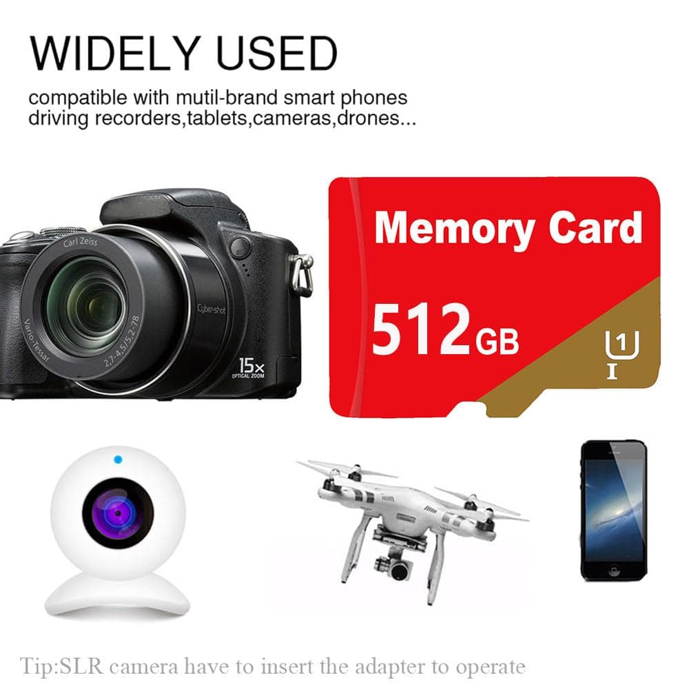 Micro SD Card 512GB Large Capacity SD Card 512GB High Speed Memory Card for Smartphones,Cameras,Dash Cams,Drones Data Storage thumbnail 2
