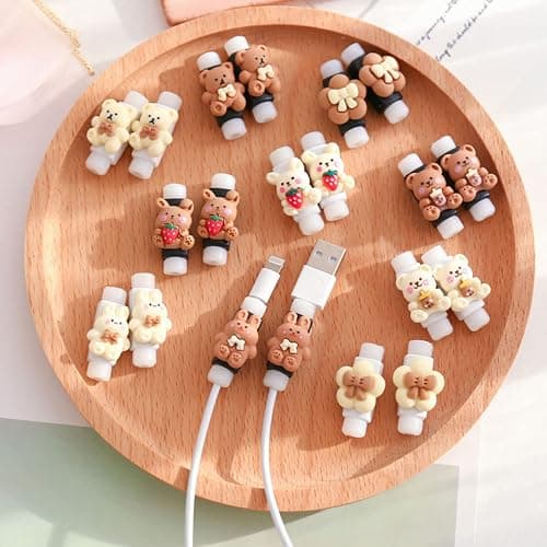 KIASRZN 2 in 1 Data Cable Protector Cover, Cute Cartoon Data Cable Protective case, Mobile Phone Charging Cable Anti-Break Protector,Compatible with All Data Cable Mini Cartoon Sets - Image 1