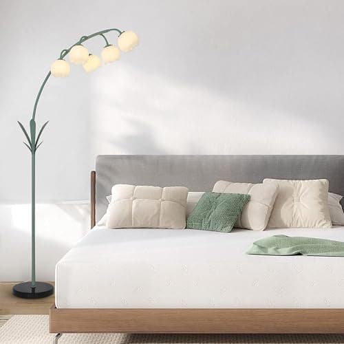 HMVPL Arc Floor Lamp for Living Room, Flower Floor Lamp with 5 G9 LED Bulbs, Foot Switch, Green Floral Standing Lamp with Acrylic Shade, Curved Tall Lamp for Living Room Bedroom Corner Kids Reading thumbnail 6