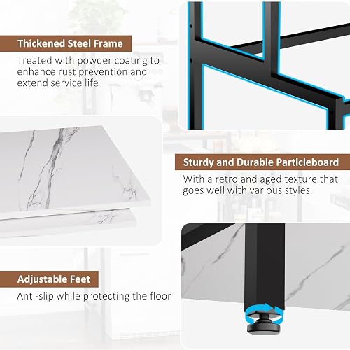 QieerHior Mini Fridge and Microwave Stand Over Refrigerator Storage Shelf with Power Outlet, 5 Tiers Adjustable Bakers Rack Cabinet Coffee Bar Appliance Organizer for Dorm Office,Marble-Look thumbnail 6