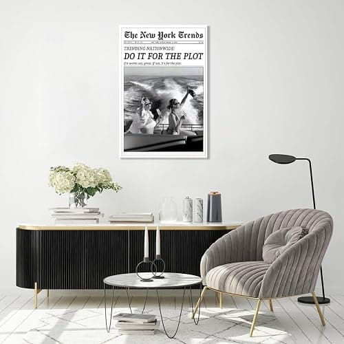 Funky Feminist Black and White Newspaper Wall Art Do It for The Plot Canvas Print Aesthetic Poster Girly Preppy Wall Decor for Bar Hot Girl Living Room Dorm Bethroom Decor 8x12inch Unframed thumbnail 7