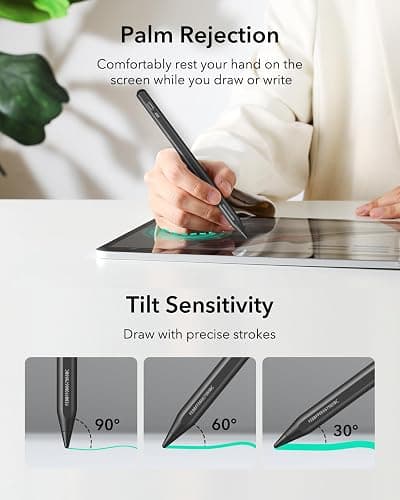ESR Geo Digital iPad Pencil Findmy Compatible with Apple iPad 2018-2025,with Easy Shortcuts for Apple iPad A16/10/9/8 & Air 13/11 & Pro 12.9/13/11 & Mini 7/6/5,Black(No Wireless Charging) thumbnail 8