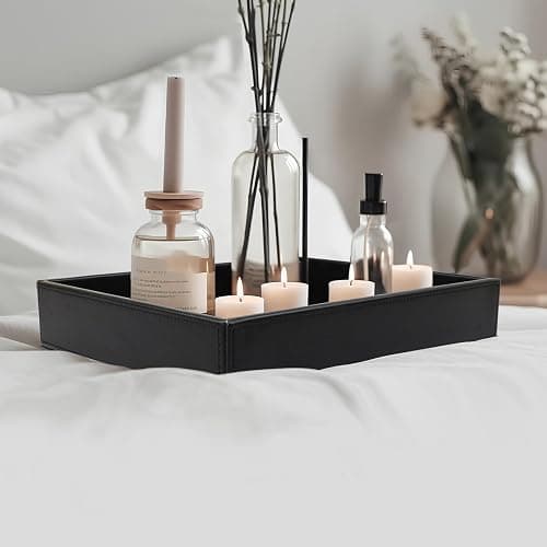 Leather Valet Organizer for Men – Black Catchall for Wallet, Keys, EDC, Jewelry, and Perfume – Nightstand, Dresser, and Bathroom Vanity Storage thumbnail 4