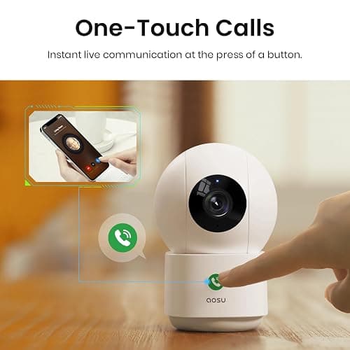 aosu 2K Security Camera Indoor, Baby Monitor Pet Camera One-Touch Call, Smart Motion Tracking, IR Night Vision, Compatible with Alexa, 2 Pack thumbnail 2