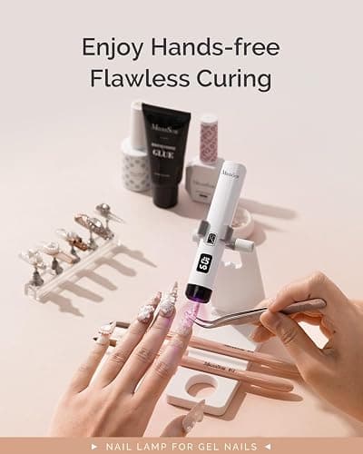 MelodySusie Handheld UV Light for Gel Nails P-ART01R with Stand, Hands-Free | Mini Portable Cordless Nail Lamp with LCD Display, Eye-Protective Cover, Flash Curing Glue, 450mAh Battery thumbnail 4