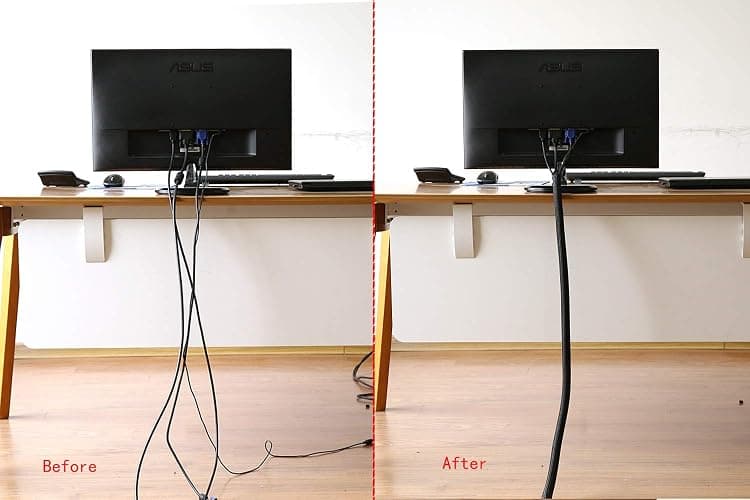 Alex Tech 10ft - 1/2 inch Cord Protector Wire Loom Tubing Cable Sleeve Split Sleeving For USB Cable Power Cord Audio Video Cable – Protect Cat From Chewing - Black thumbnail 4