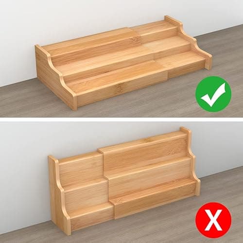 Spice Rack Kitchen Cabinet Organizer- 3 Tier Bamboo Expandable Display Shelf Yellow thumbnail 4