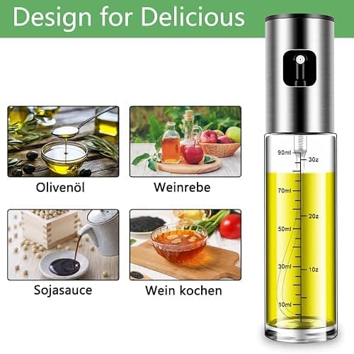 BETA NOBLE〖Verstärkte〗Ölsprüher zum Kochen, Öl Sprühflasche, Ölspray zum Kochen, Olivenölsprüher für Salat, Grillen, Backen in der Küche thumbnail 5