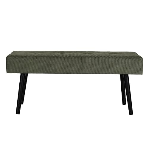 Comfy to go Entryway Bench - Green Bench for Bedroom, Modern Ottoman End of Bed, Corduroy Padded Benches for Living Room, Foyer, Mudroom, Hallway - 39" L x 14" W x 17" H thumbnail 7