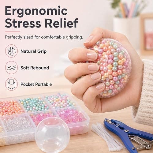 DIY Squishy Kit & Stress Ball Making Kit with Filler and Tool，1 Set | DIY Stress Ball Making Kit Complete Stress Ball DIY Kit with 10 Blank Skins 9 Fillers & Cable and Ties Expander Tool thumbnail 5