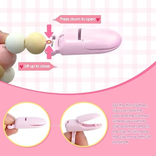 Aori Magnetic Pacifier with Pacifier Clips for Reborn Baby Dolls, Pink Reborn Babies Accessories Set for Kids thumbnail 5