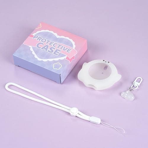 BUBBLELOGUS Cute Protective Case for GO Plus+, Soft Luminous Silicone Cover Shell with Cloud Charms and Adjustable Wrist Strap - White Ghost thumbnail 8