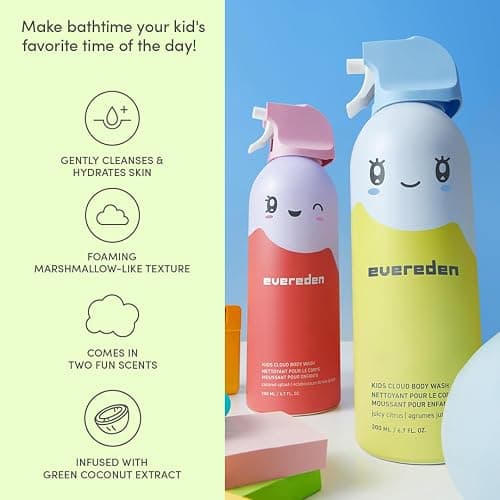 Evereden Kids Cloud Body Wash Duo - Gentle, Nourishing Toddler Body Wash for Delicate Skin, Coconut Splash & Juicy Citrus Scents, Creamy Hydrating Formula, 2 Pack (6.7 fl oz Each) thumbnail 4