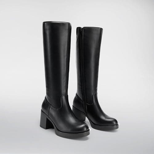 DREAM PAIRS Women's Knee High Boots Chunky Platform Heel Round Toe Boots for Women Side Zipper Stylish Comfortable Tall Boots thumbnail 7
