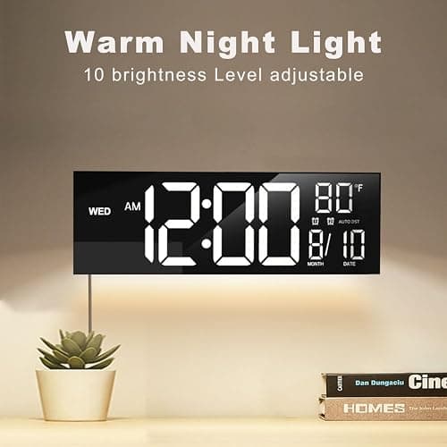 JALL 16" Large Digital Wall Mount Clock, Count Down Timer, Alarm, Big LED, 8 RGB Color, DST, Temperature for Living Room Classroom Desk, Xmas, Birthday Gift for Senior Mom Dad (Black, 16 inches) thumbnail 8