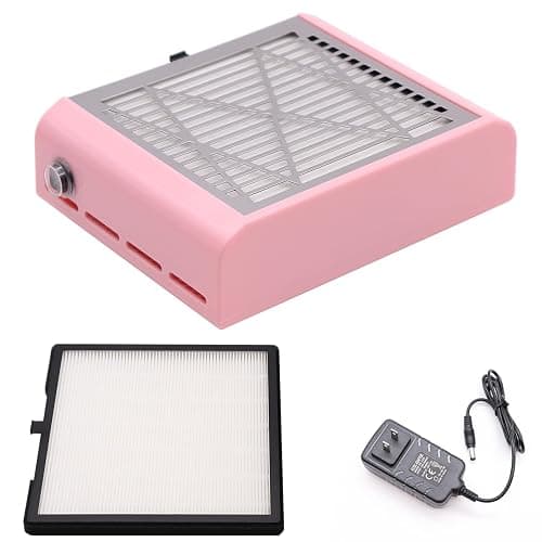 ⭐️Hizozee Electric Nail Dust Collector Machine, Nail Vacuum Suction Fan with Reusable Filters, Stainless Steel Nail Dust Cleaner, Dust Extractor Manicure Tool for Acrylic Gel Nail Polishing, Pink - Pink - Image 1