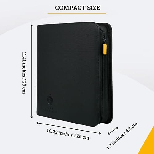 Card Guardian - Toploader binder 4 Pocket top loader binder with Zipper for 160 Cards - Side Loaded Pockets - Compatible with Sports and Trading Cards TCG (Black) thumbnail 2