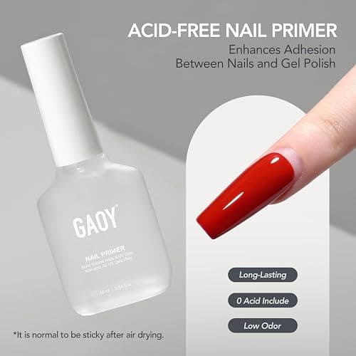 GAOY 16ml Nail Dehydrator and Primer with Gel Top and Base Coat, 4 Pcs Acid-Free Natural Nail Prep Dehydrate Bond Primer Professional Set, for Gel Polish thumbnail 3