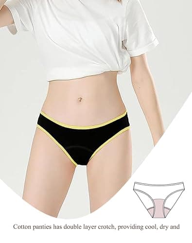 Finihen Girls Cotton Bikini Underwear Teens Panties Hipster Soft Multipacks | Breathable Fabric,Cotton-Spandex Stretch Blend,Classic low-rise bikini cut thumbnail 3
