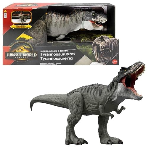 Mattel Jurassic World Rebirth Super Colossal Tyrannosaurus Rex Action Figure, T-Rex Dinosaur Toy Swallows Minis, Movie-Accurate Posable - Image 1