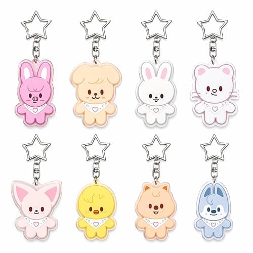 8PCS SK-Z Cartoon Keychains, Acrylic Animal Key Rings, Cute Cartoon Pendant Key Chain for Stray Fans thumbnail 2