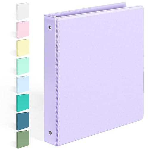 BinderX Extra Durable 3 Ring Binder, Round Rings 1 Inch Binder, Fits 175 Sheets of 8.5x11 Paper, Customizable View Cover with Inside Pockets, Cute 1" Binders, 1 Inch Binders 3 Ring, Lavender Purple - Image 1