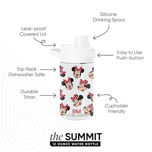 Simple Modern Disney Kids Tritan Plastic Summit Water Bottle | 12 oz BPA-Free Cup with Covered Leak Proof Straw Lid for Girls, Toddlers | Minnie Mouse Fun thumbnail 3