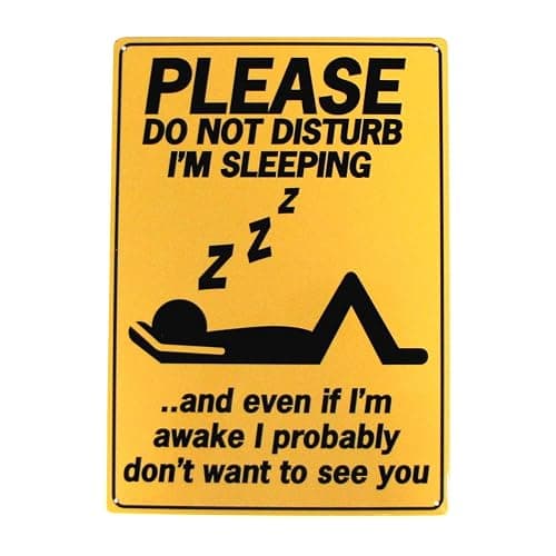 Treasure Gurus Funny Sleeping Do Not Disturb Metal 8x12 Sign Garage Wall Man Cave Decor Office Gag - Image 1