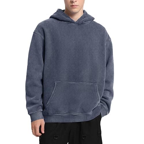 FAIABLE Mens Hoodies Oversized Unisex Acid Wash Hoodie Heavyweight Fleece Vintage Cotton Sweatshirt Men Women Streetwear thumbnail 2