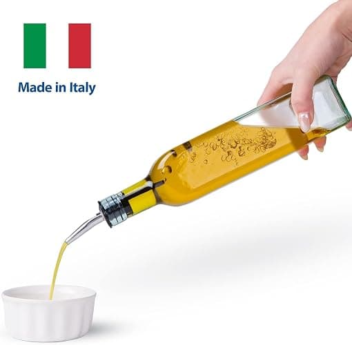 EHOMEA2Z Italian Glass Olive Oil Dispenser Bottle - 16 Oz, Oil and Vinegar Cruet with Stainless Steel Spout for Kitchen, Slight Green Tint (1, 473ml) - Image 1