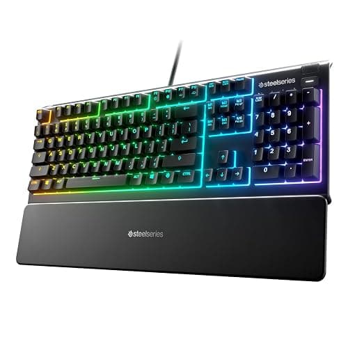 SteelSeries Apex 3 RGB Gaming Keyboard – 10-Zone RGB Illumination – IP32 Water Resistant – Premium Magnetic Wrist Rest (Whisper Quiet Gaming Switch) - Image 1