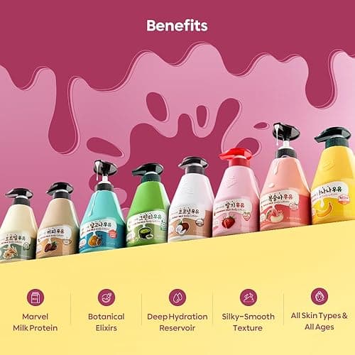 WELCOS Kwailnara Strawberry Milk Body Lotion & Body Wash Set – Moisturizing & Revitalizing Korean Skincare Set with Strawberry Extract, 560g / 19.75oz Each - Strawberry thumbnail 4