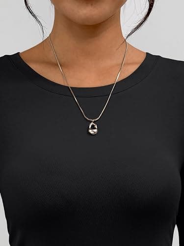 Trendy Queen Women's Long Sleeve T-Shirt | Silky Soft Drapey Rayon Blend Basic Crew Neck Tee, 4-Way Stretch Relaxed Fit Layering Top for Fall Winter Spring thumbnail 5