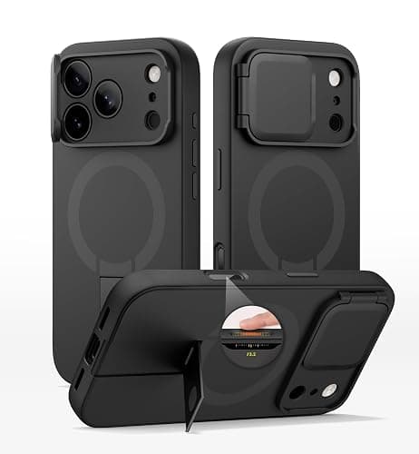 SURITCH for iPhone 17 Pro Max Case with Camera Control Cover, Camera Cover and Adjustable Kickstand, Compatible with MagSafe, Shockproof Bumper Protective Cases 6.9 Inch, Black - Image 1