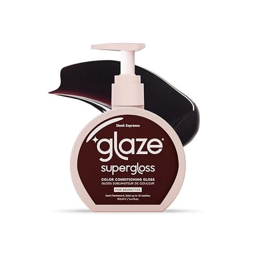 Glaze Supergloss Color Conditioning Gloss With Dispensing Pump – Hydrating Semi-Permanent Color Hair Gloss & Shine Boost – For Natural Medium to Dark Brown Hair – 6.4 Fl Oz - Sleek Espresso - Image 1