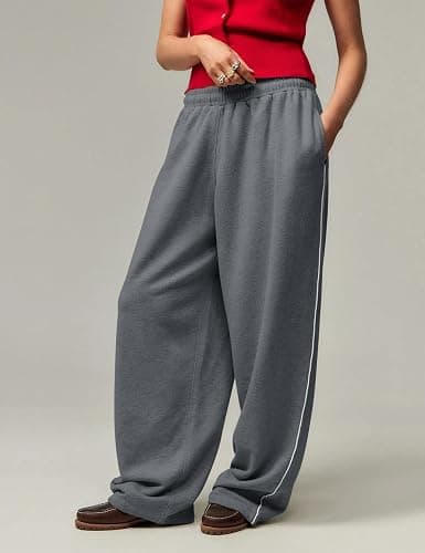 HeSaYep Women's Wide Leg Sweatpants Y2k Interior Drawstring Baggy Joggers Dancer Pants Streetwear with Pockets thumbnail 5