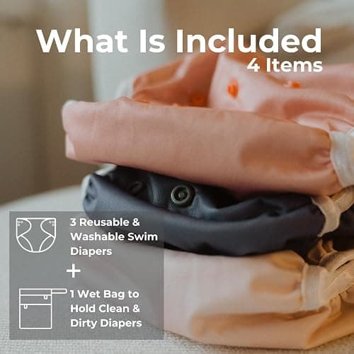 Reusable Swim Diapers and Wet Bag - One Size Fully Adjustable - Laguna Unisex 3 Pack with Wet Bag by Nora's Nursery - Laguna thumbnail 3
