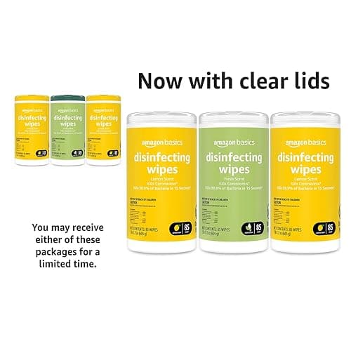 Amazon Basics Wipes, Lemon & Fresh Scent, Sanitizes, Cleans & Deodorizes, 255 Count (3 Packs of 85) - 3 Pack--2 Lemon, 1 Fresh - 85 Count (Pack of 3) thumbnail 7