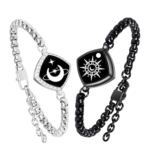 PULOMI Long Distance Touch Bracelets, Vibration & Light up Remote Smart Matching Couples Bracelet for Couple Long Distance Relationship Girlfriend Boyfriend Festival Gifts Lover Jewelry Set - Image 1