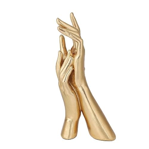 Zonsuli Golden Hands Sculpture Elegant Resin Home Decor Hands Statues Versatile Love Ornament,Perfect for Bedroom, Office Desktop, Cabinets,Wedding (Golden Hands) thumbnail 4