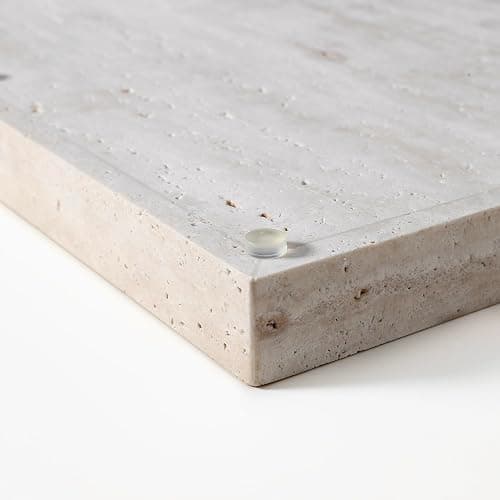 Natural Travertine Rectangular Decorative Tray 15"x10" – Stone Serving Tray | Non-slip bottom. Use on coffee bar, kitchen island, or vanity. Holds 2-3 cups. Each piece is unique. thumbnail 4