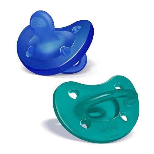Chicco PhysioForma Orthodontic Pacifier for Babies 16-24 Months, 100% Soft Silicone, BPA Free & Breathing Support, 2-Pack with Sterilizing Case, Dark Blue Green - Image 1